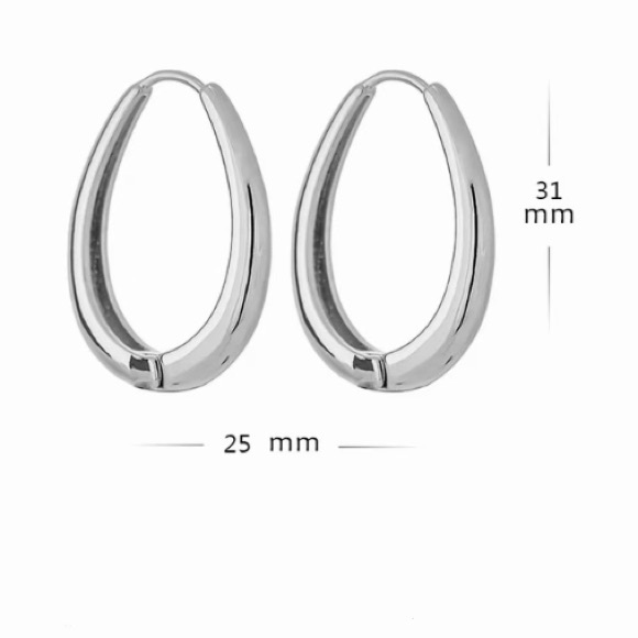 🤍Sterling silver oval hoops earrings - Picture 3 of 6